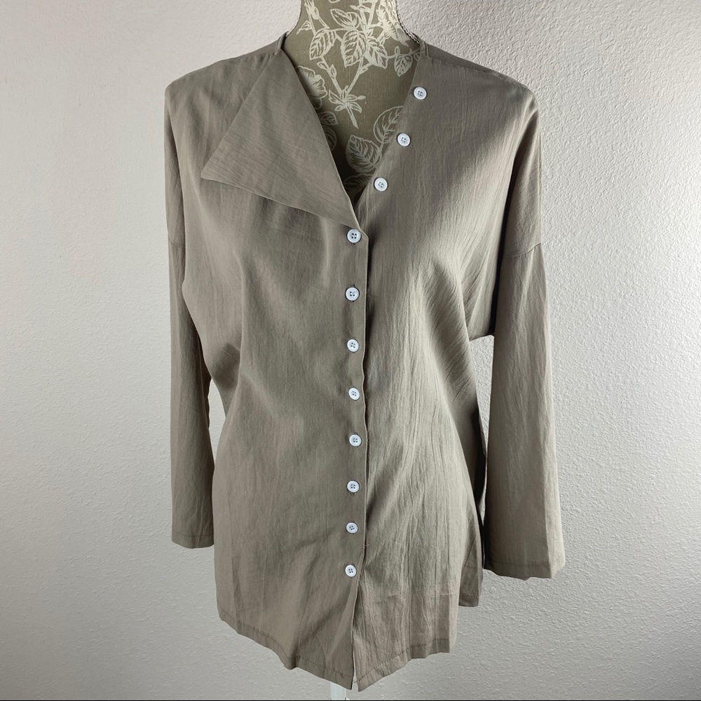 Misslook Tan Top Shirt Blouse Tunic Lagenlook Medium
